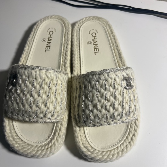 Braided knit chanel Mules ecru - Picture 6 of 12